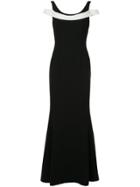 Paule Ka Fitted Flared Gown - Black