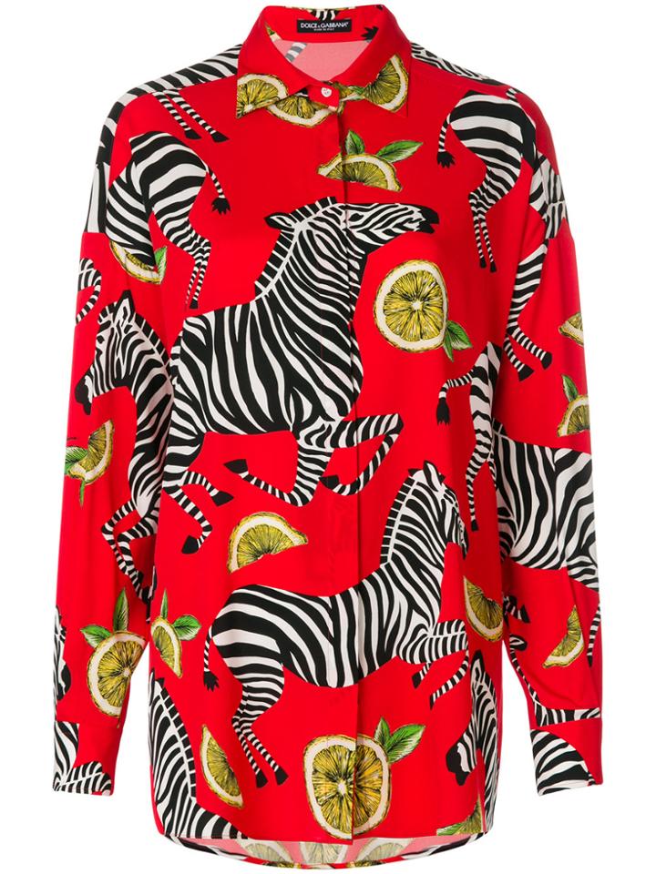 Dolce & Gabbana Zebra & Lemon Print Shirt - Red