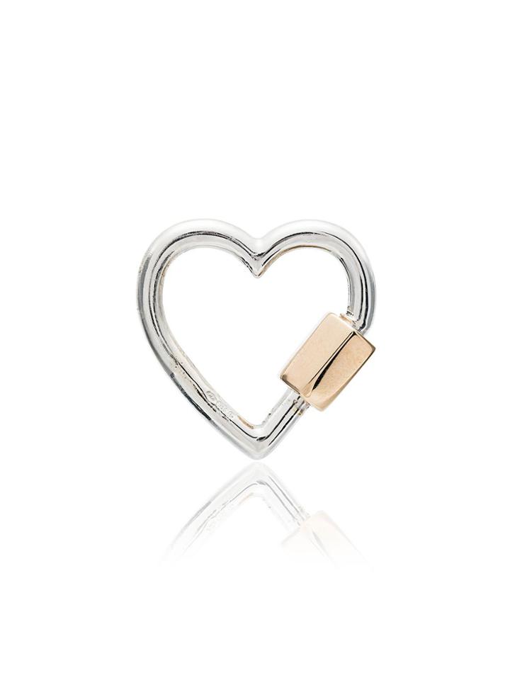 Marla Aaron Marla Slvr Hrt Lck W 14k Gld Close - Metallic