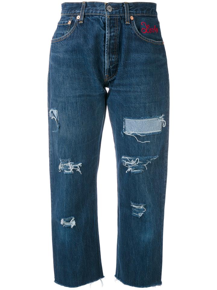 Forte Couture - Distressed Cropped Jeans - Women - Cotton - 25, Blue, Cotton