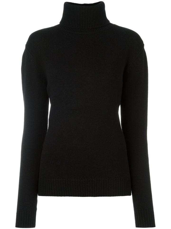 Anthony Vaccarello Turtleneck Ribbed Sweater, Women's, Size: 36, Black, Cashmere/virgin Wool