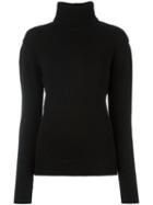 Anthony Vaccarello Turtleneck Ribbed Sweater, Women's, Size: 36, Black, Cashmere/virgin Wool