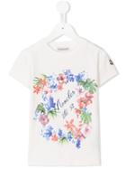 Moncler Kids Floral Print T-shirt, Girl's, Size: 6 Yrs, White