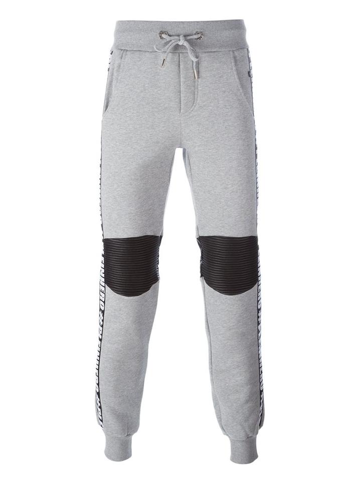 Philipp Plein 'plein Hero' Track Pants, Men's, Size: Large, Grey, Cotton/polyurethane/polyester