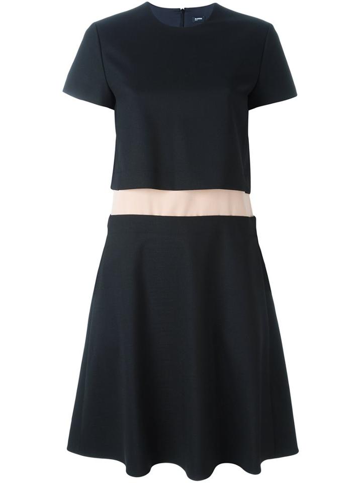 Jil Sander Navy Flared Dress, Women's, Size: 40, Black, Polyester/spandex/elastane/wool