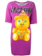 Moschino Bear Print T-shirt Dress - Pink & Purple