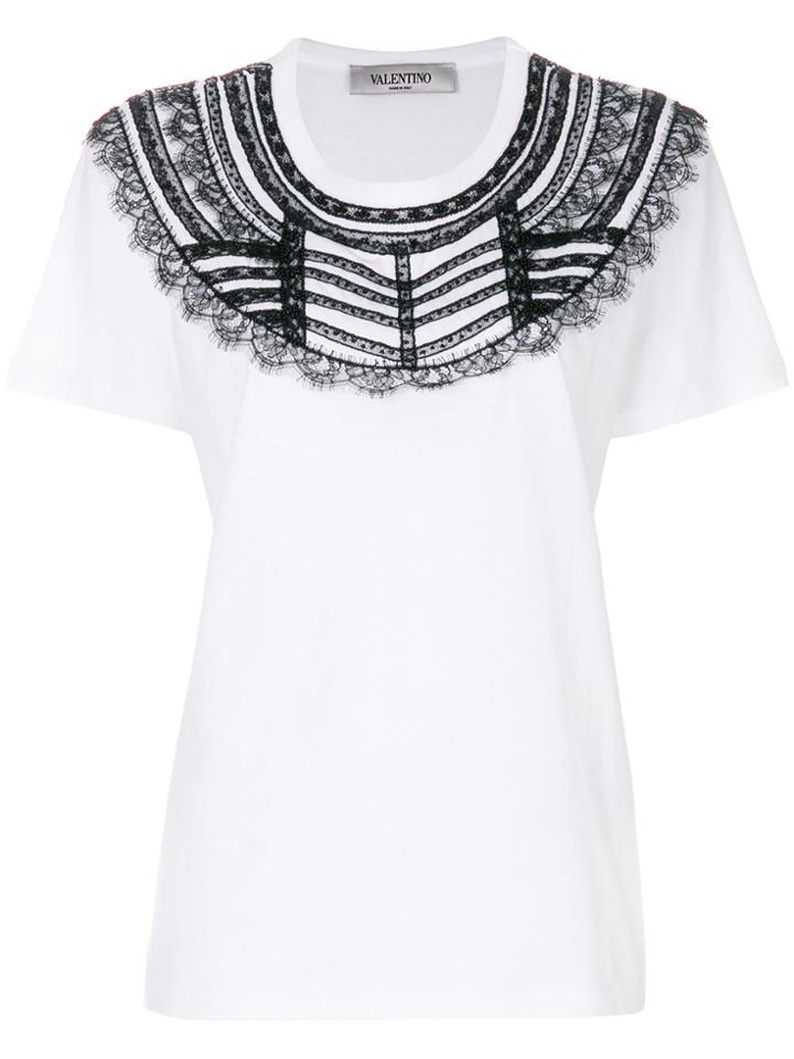 Valentino Lace Bib T-shirt - White