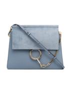 Chloé Blue Faye Medium Leather And Suede Shoulder Bag