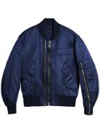 Burberry Zip Detail Cropped Bomber Jacket - Blue