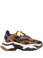Ash Chunky Leopard Print Sneakers - Black