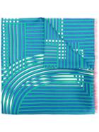 Fendi - Striped Wrap Around Scarf - Women - Silk/cotton - One Size, Blue, Silk/cotton