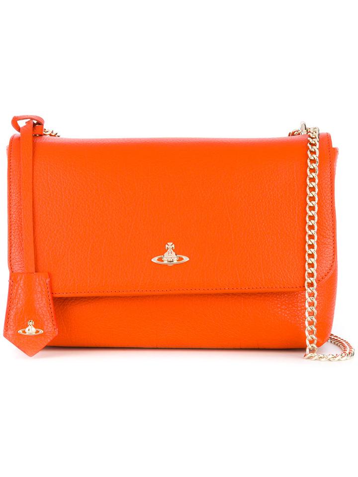 Vivienne Westwood - Logo Plaque Shoulder Bag - Women - Leather/metal - One Size, Yellow/orange, Leather/metal