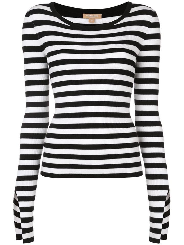 Michael Kors Slit Sleeve Striped Jumper - Black