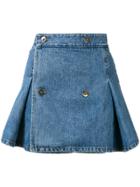 Matthew Adams Dolan Pleated Denim Skirt - Blue
