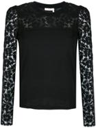 See By Chloé Lace Sleeve Top - Black