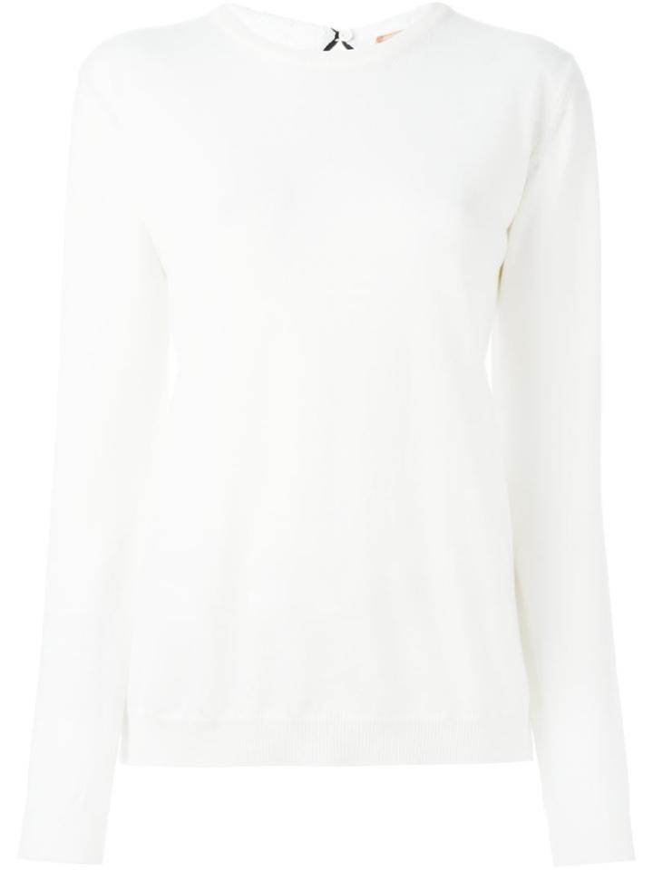 No21 Contrasting Panel Jumper, Women's, Size: 40, White, Silk/acetate/virgin Wool