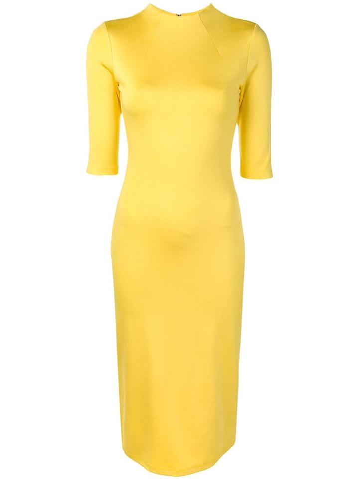Alice+olivia Cropped Sleeves Fitted Dress - Yellow