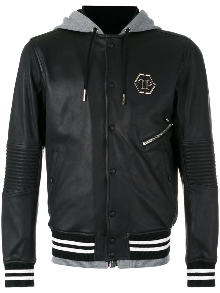 Philipp Plein - East Bomber Jacket - Men - Cotton/sheep Skin/shearling/polyester/viscose - Xl, Black, Cotton/sheep Skin/shearling/polyester/viscose