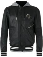 Philipp Plein - East Bomber Jacket - Men - Cotton/sheep Skin/shearling/polyester/viscose - Xl, Black, Cotton/sheep Skin/shearling/polyester/viscose