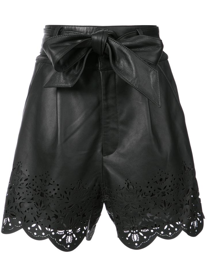 Marissa Webb Perforated Hem Shorts - Black