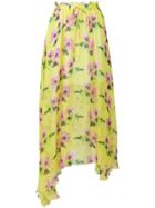 Msgm Floral Print Asymmetric Skirt - Yellow & Orange
