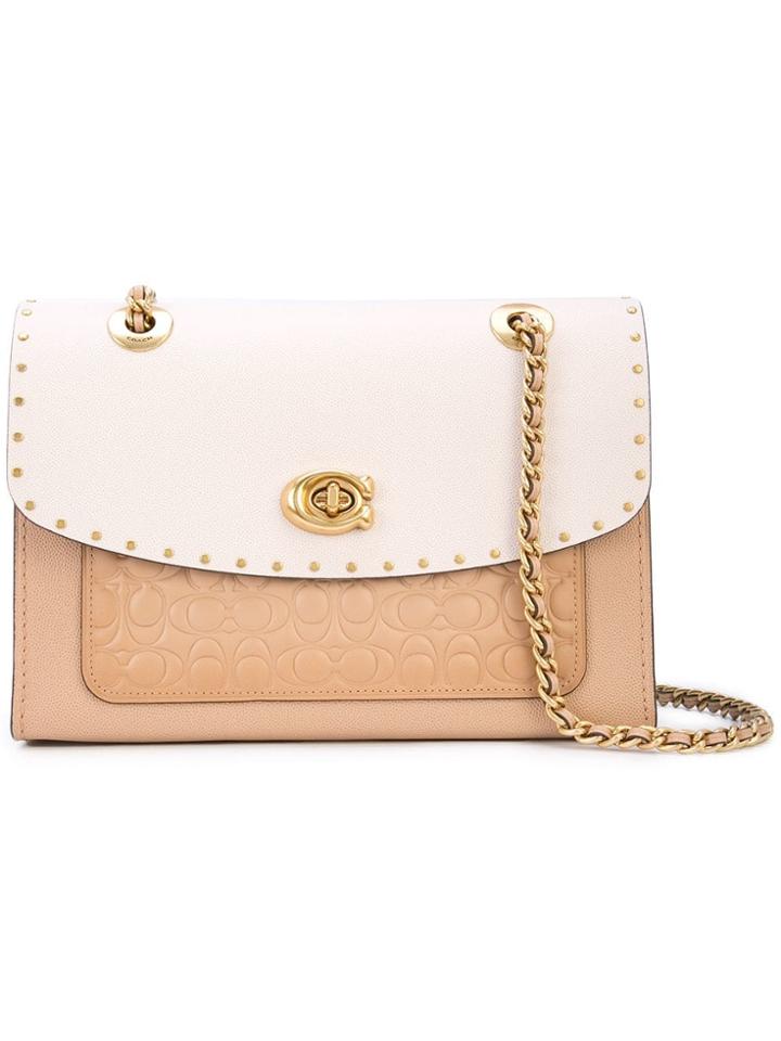 Coach Signature Grained Shoulder Bag - White