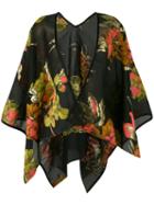 Ermanno Gallamini - Floral Print Oversized Jacket - Women - Silk/polyester/polyamide - One Size, Black, Silk/polyester/polyamide
