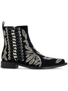 Alexander Mcqueen Braided Chain Tree Of Life Ankle Boots - Black