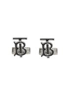 Burberry Monogram Motif Enamel And Palladium-plated Cufflinks - Silver