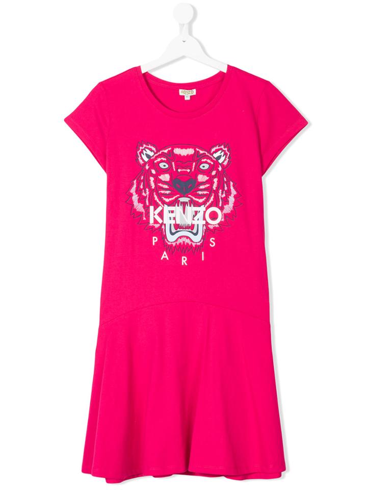 Kenzo Kids Teen Tiger Print Dress - Pink & Purple
