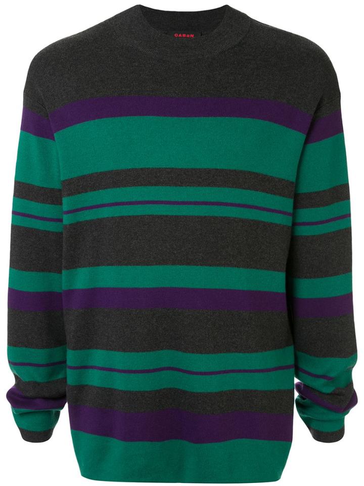 Caban Striped Knit Jumper - Green