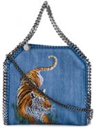 Stella Mccartney Mini Tiger Embroidered Falabella Shoulder Bag - Blue