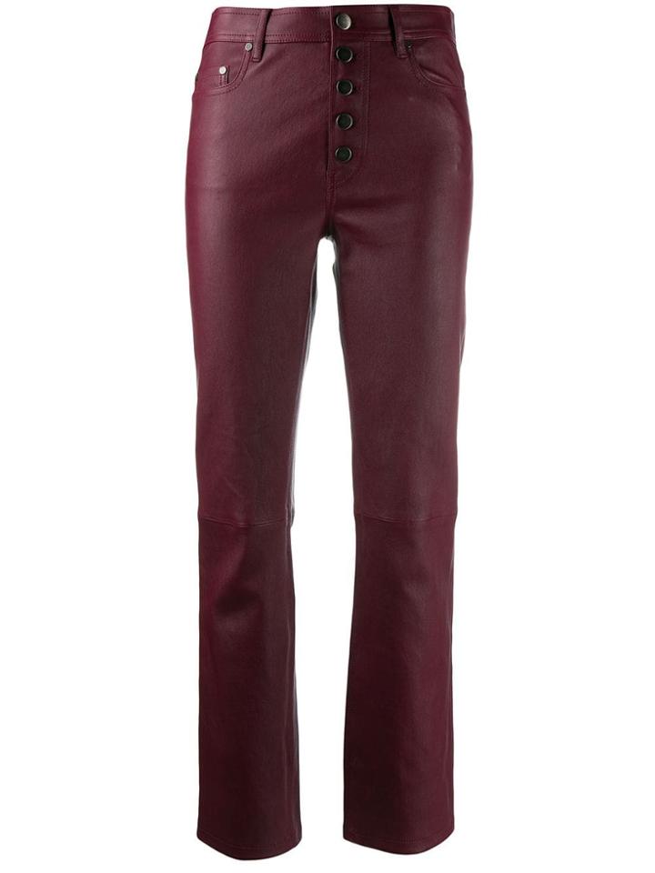 Joseph Den Stretch Leather Trousers - Red