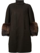 Dresscamp Oversized Sleeve Coat, Women's, Size: 36, Green, Nylon/wool/racoon Fur