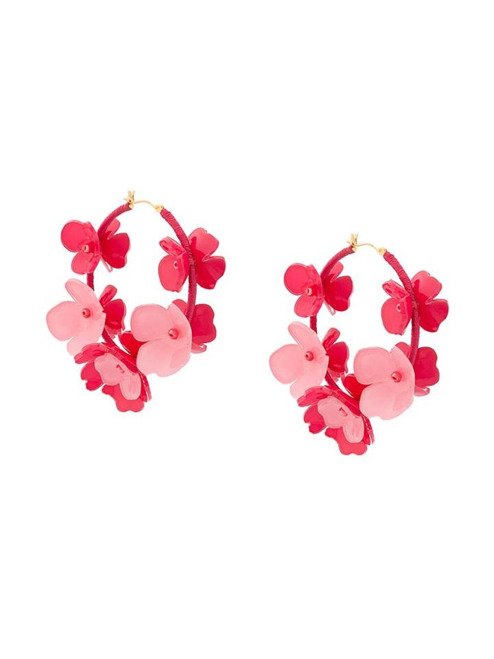 Oscar De La Renta Flower Garden Hoop Earrings - Pink & Purple