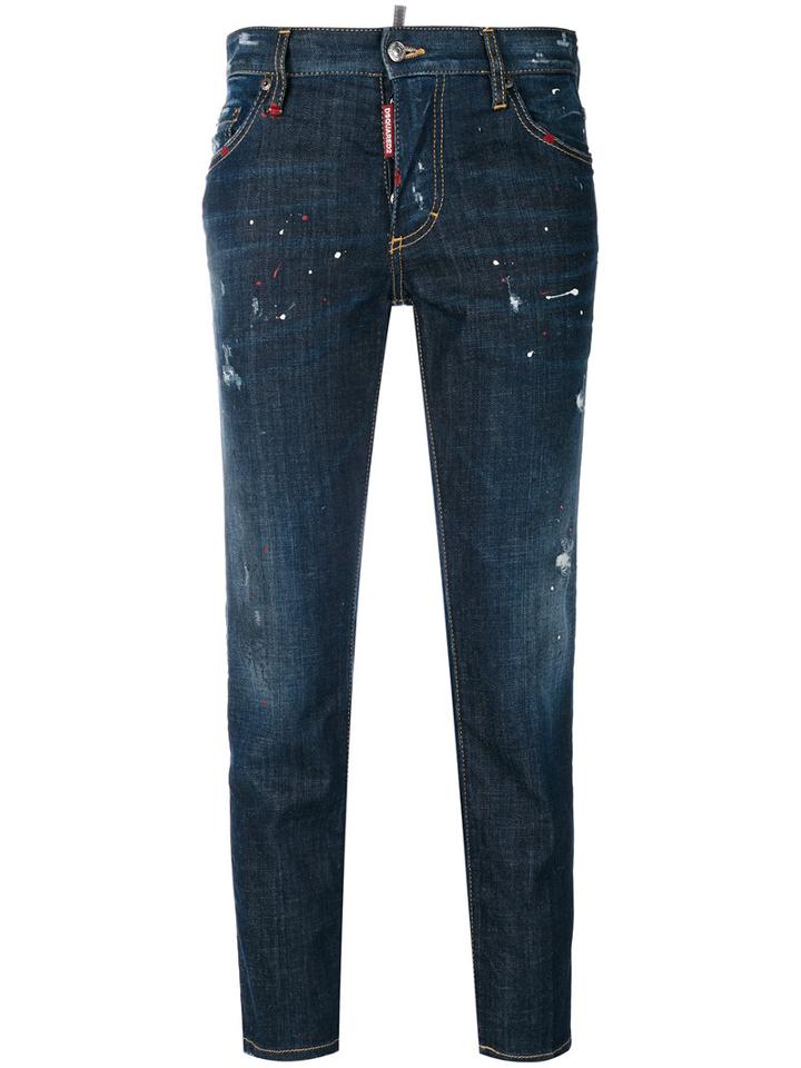 Dsquared2 - Denim Cropped Straight Jeans - Women - Cotton/polyester/spandex/elastane - 42, Blue, Cotton/polyester/spandex/elastane