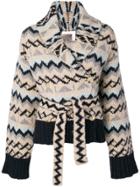 See By Chloé Aztec Patterned Wrap Cardigan - Nude & Neutrals