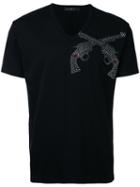 Roar - Embellished Gun V-neck T-shirt - Men - Cotton - Iv, Black, Cotton