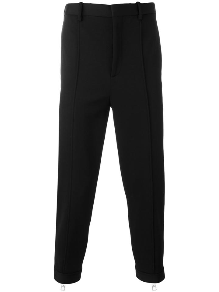 Neil Barrett - Zip Cuff Tapered Trousers - Men - Cotton/polyamide - 54, Black, Cotton/polyamide