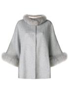 Liska Fur Trimmed Oversized Jacket - Grey