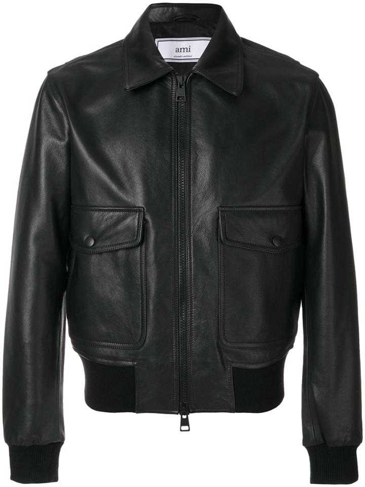 Ami Alexandre Mattiussi Zipped Bomber Jacket - Black