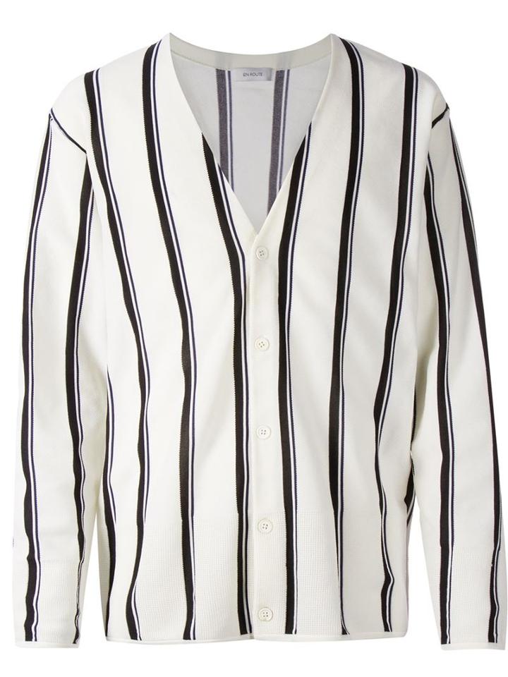 En Route Striped Piqué Cardigan