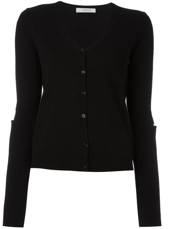 Dorothee Schumacher Elbow Detail Cardigan, Women's, Size: 4, Black, Cashmere