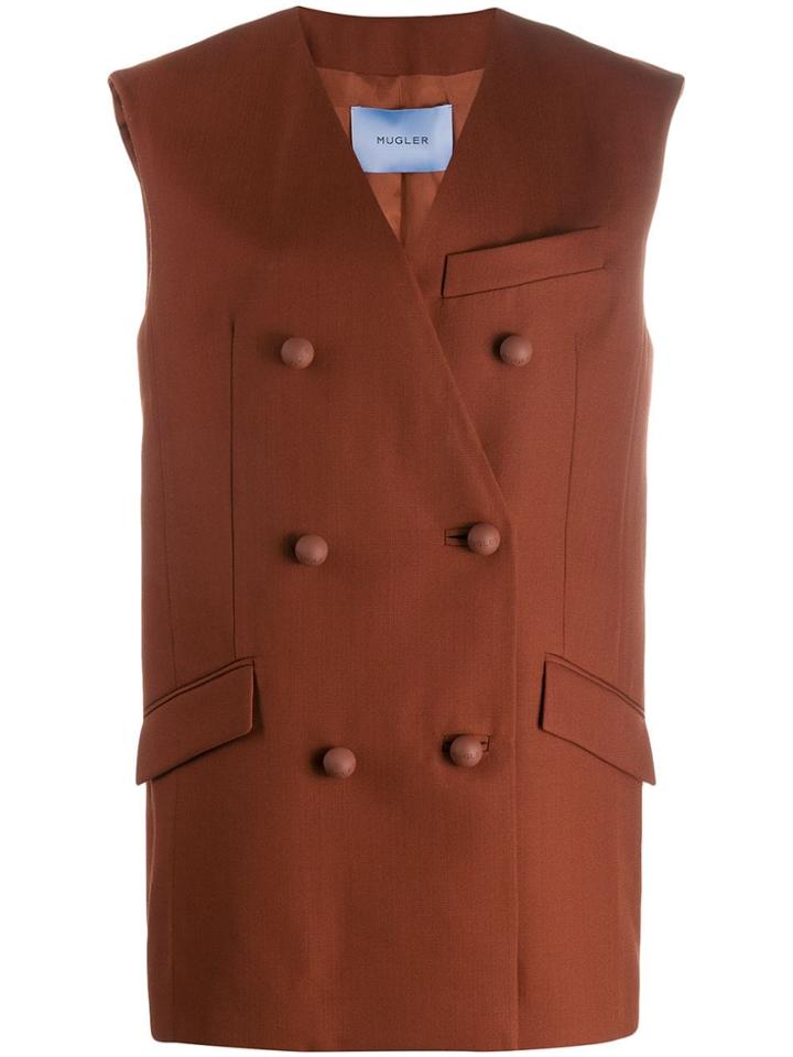 Mugler Tailored Double-breasted Vest - Brown