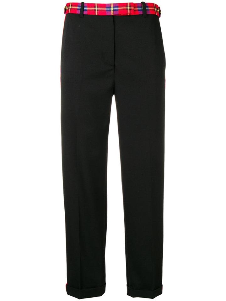 Versace Tartan Trim Trousers - Black