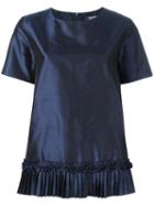 's Max Mara Pleated Trim Hem T-shirt, Women's, Size: 44, Blue, Silk