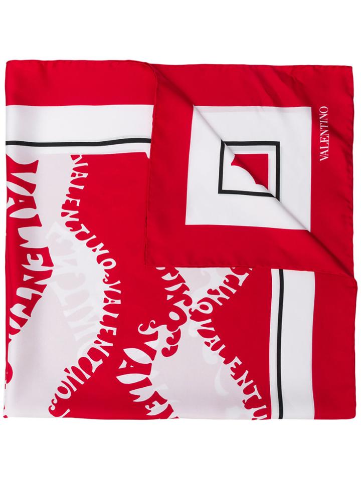 Valentino Logo Twill Foulard - Red