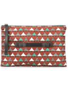 Red Valentino Heart Print Clutch, Women's, Brown, Polyester