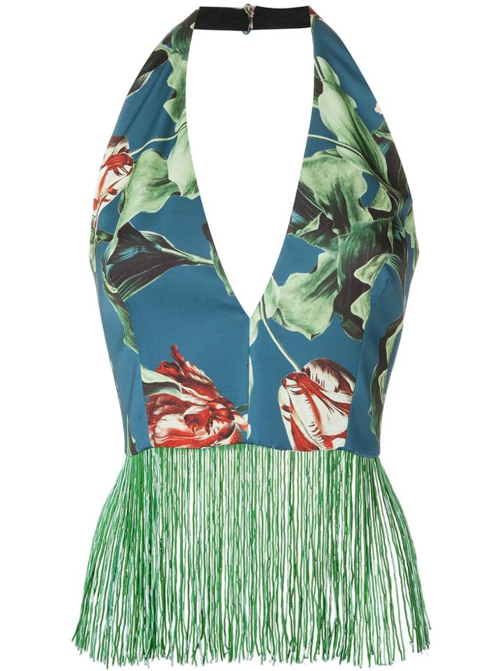 Patbo Floral Print Appliqué Top - Green