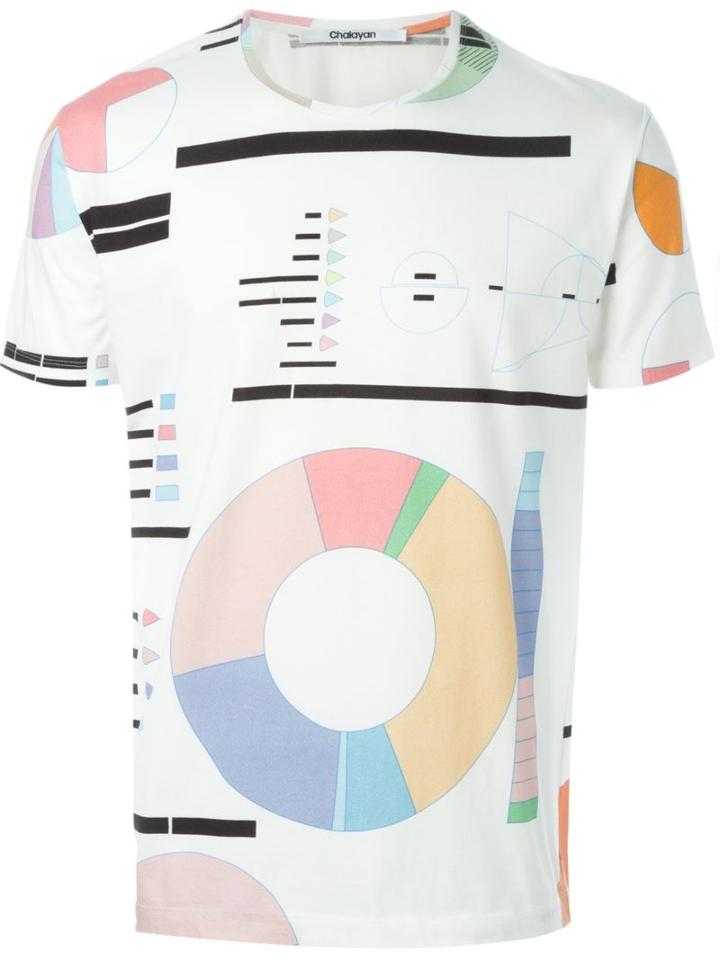 Chalayan 'stat' T-shirt, Men's, Size: Small, White, Cotton/spandex/elastane